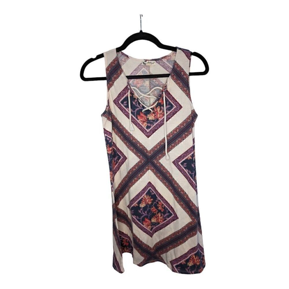 About a Girl Sleeveless Geometrical Print Dress Women's Size Small